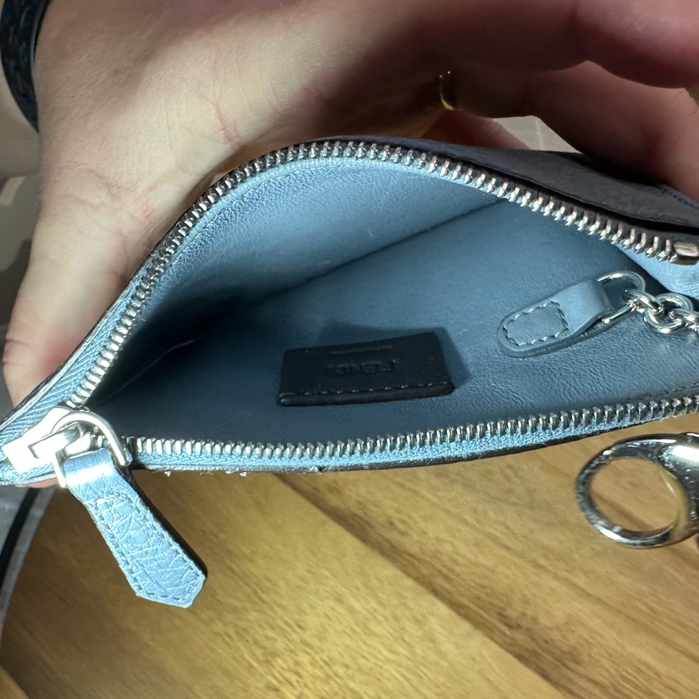 Fendi Textured Gray Leather Key and Card Holder - Picture 3 of 4